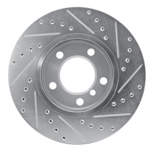 Mini Cooper Paceman Brake Rotor (1) - Front Left - R1 Concepts - Drilled & Slotted - Silver - `11-`16
